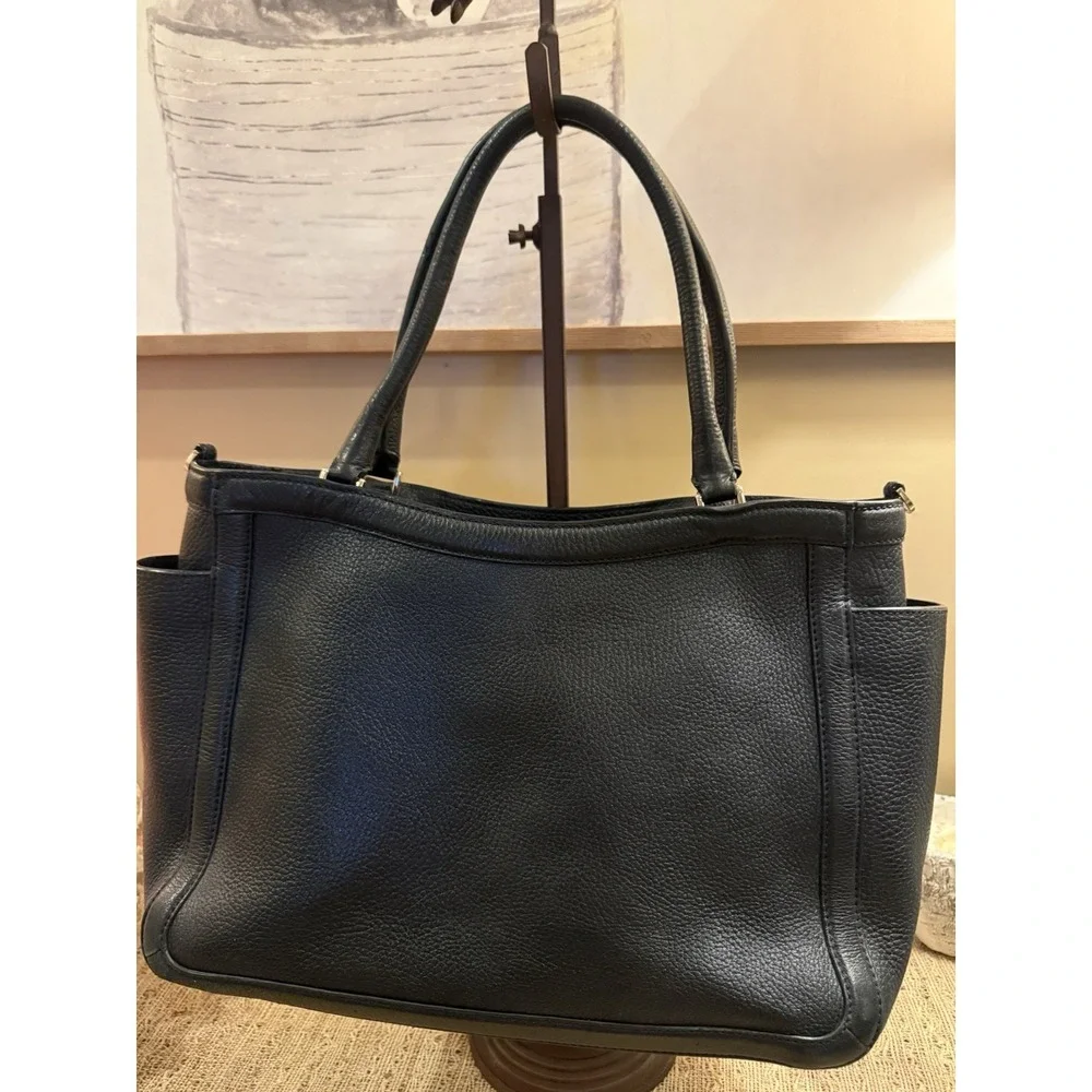 Tory Burch Serif T Black Satchel‎ Bag Rare Bag Triple Compartment Tote 525$